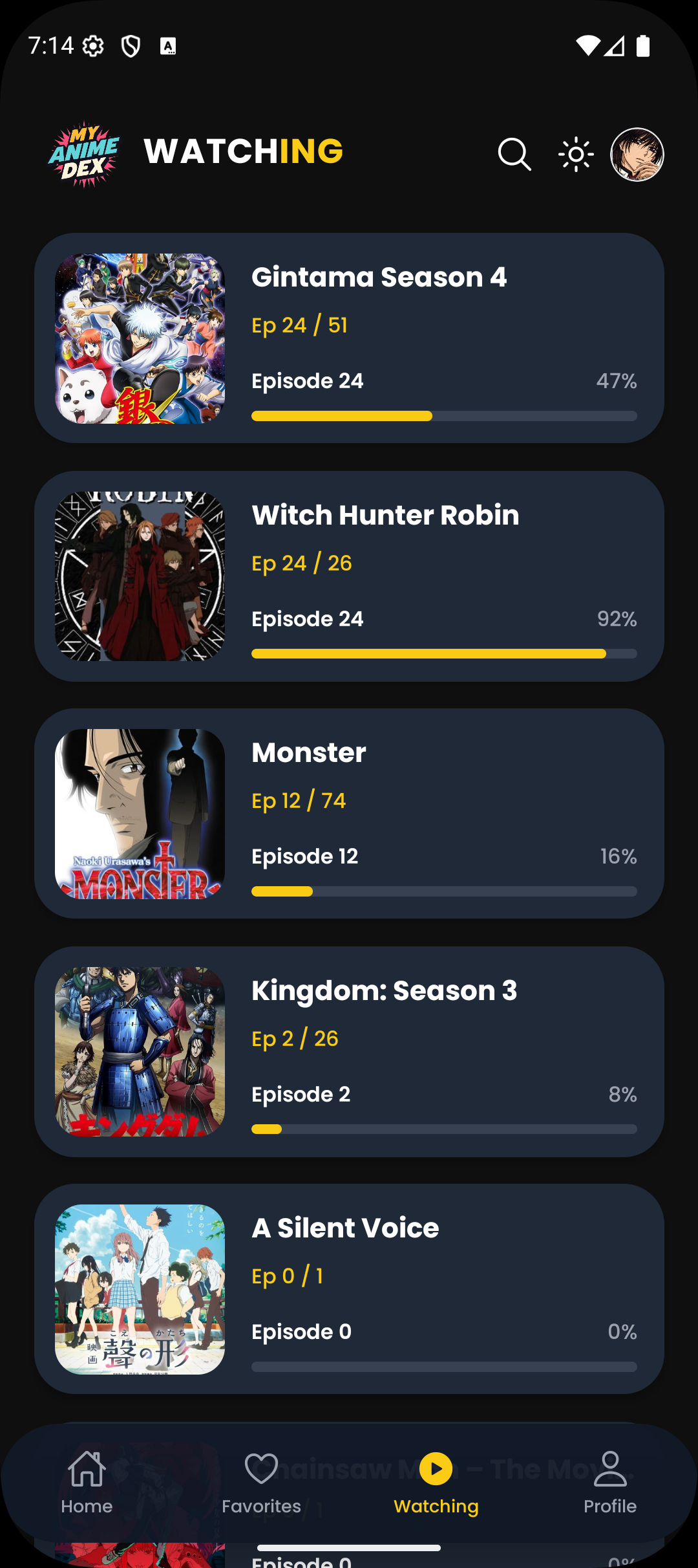 Tracking List Screenshot